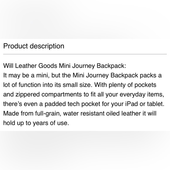 NWT Will Leather Goods Mini Journey Backpack - Picture 7 of 8